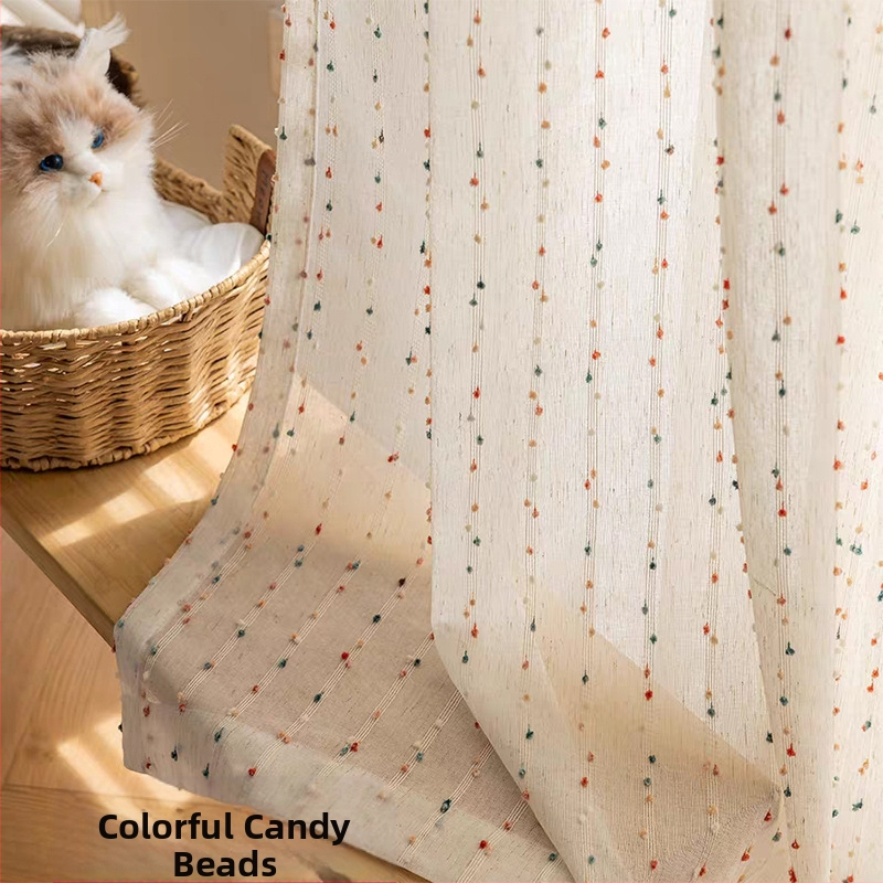 Прозрачна непрозрачна марля завеса Rainbow Candy за момичета и момчета, спалня, еркерен прозорец, детска стая, ленен параван Shaoxing Keqiao