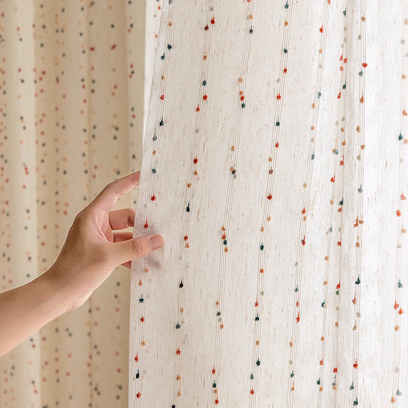 Vaivorykštės saldainių permatoma nepermatoma marlės užuolaida mergaitėms ir berniukams miegamojo įlankos langui, vaikų kambariui, Shaoxing Keqiao lininis langų ekranas