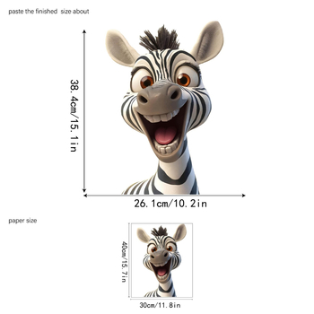 Yiyao JD3416 Αστείο ασπρόμαυρο ριγέ αυτοκόλλητο ζέβρας με φόντο γυάλινη πόρτα και παράθυρο σε εμπορικό κέντρο, διακοσμητικό ηλεκτροστατικό αυτοκόλλητο