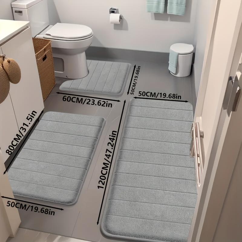 Tarpvalstybiniai didmeniniai koralinio aksomo kilimėliai namams, atsparūs dėmėms, neslystantys kilimėliai, trijų dalių tualeto kilimėlių rinkinys, sugeriantys vonios kambario kilimėliai kojoms
