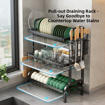 Ράφι πιάτων, Ράφι αποστράγγισης πολλαπλών στρώσεων για επιτραπέζια σκεύη κουζίνας, Ράφι αποστράγγισης πιάτων, Μπολ στεγνώματος πιάτων, Ράφι ελέγχου νερού, Πολυλειτουργική σχάρα πιάτων