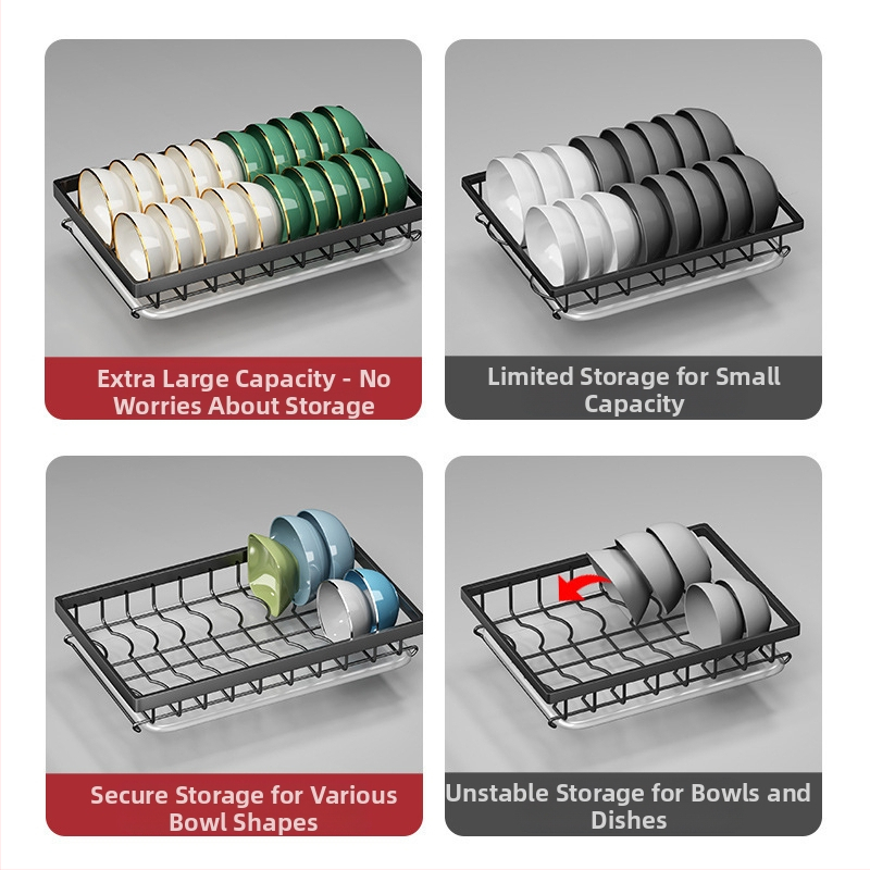 Поставка за съдове, поставка за оттичане, кухненска многослойна поставка за съдове за хранене, поставка за оттичане на чинии, сушилня за купи, поставка за контрол на водата, многофункционална поставка за съдове