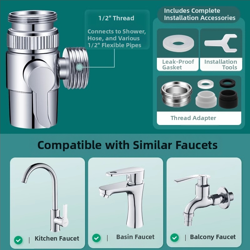 Vodovodný konektor One-to-Two, kuchynské umývadlo, práčka, prívod vody, port na pripojenie potrubia, rozdeľovač vody, môžu používať tisíce kvetov