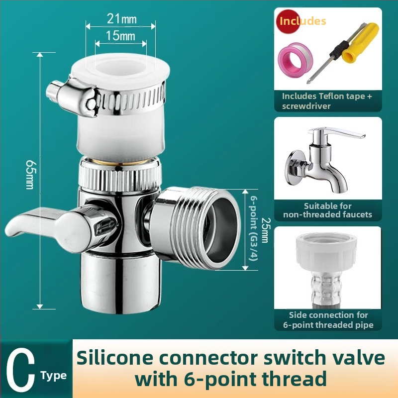 Vodovodný konektor One-to-Two, kuchynské umývadlo, práčka, prívod vody, port na pripojenie potrubia, rozdeľovač vody, môžu používať tisíce kvetov
