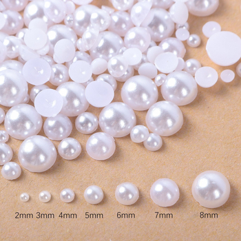 ABS mākslīgā pērle 2-8 mm jaukta plakana pusapaļa pērle DIY japāņu nagu mākslas plāksteris aksesuāri neporaina pērle