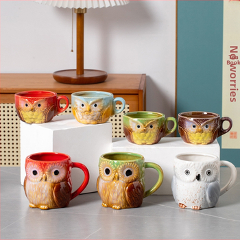 Външна търговия Трансгранични доставки Пещ за смяна Карикатура Сова Керамична чаша Чаша за кафе Домакинско мляко Чаша за закуска Чаша за вода