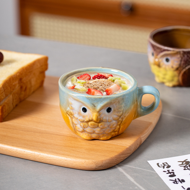 Външна търговия Трансгранични доставки Пещ за смяна Карикатура Сова Керамична чаша Чаша за кафе Домакинско мляко Чаша за закуска Чаша за вода