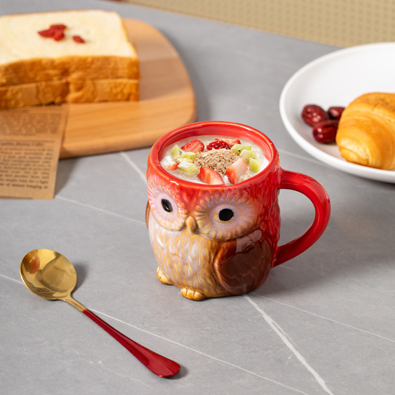 Външна търговия Трансгранични доставки Пещ за смяна Карикатура Сова Керамична чаша Чаша за кафе Домакинско мляко Чаша за закуска Чаша за вода