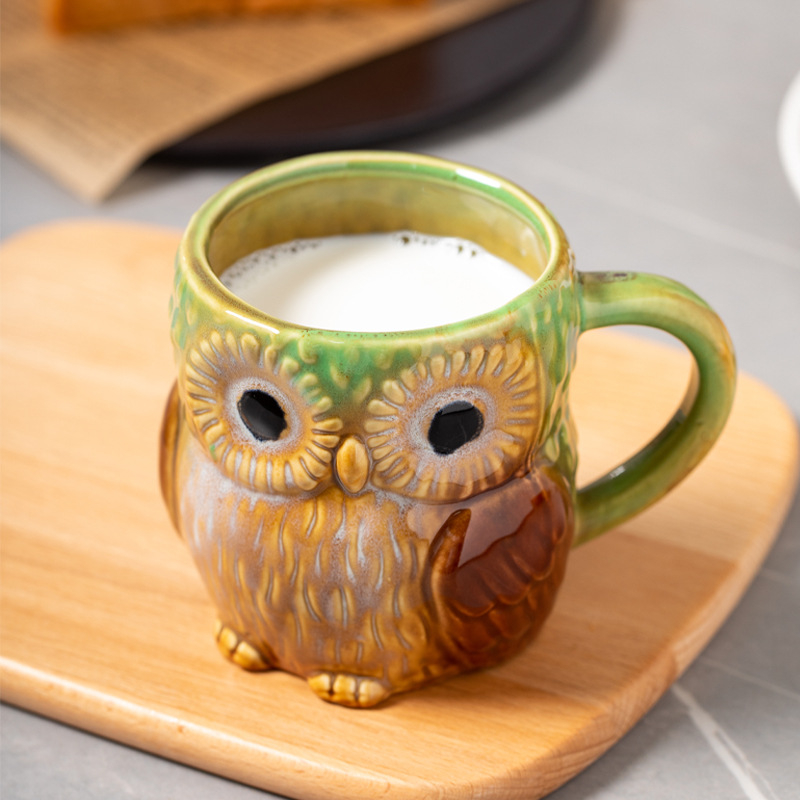 Външна търговия Трансгранични доставки Пещ за смяна Карикатура Сова Керамична чаша Чаша за кафе Домакинско мляко Чаша за закуска Чаша за вода