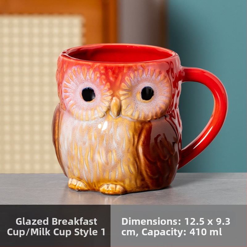 Външна търговия Трансгранични доставки Пещ за смяна Карикатура Сова Керамична чаша Чаша за кафе Домакинско мляко Чаша за закуска Чаша за вода