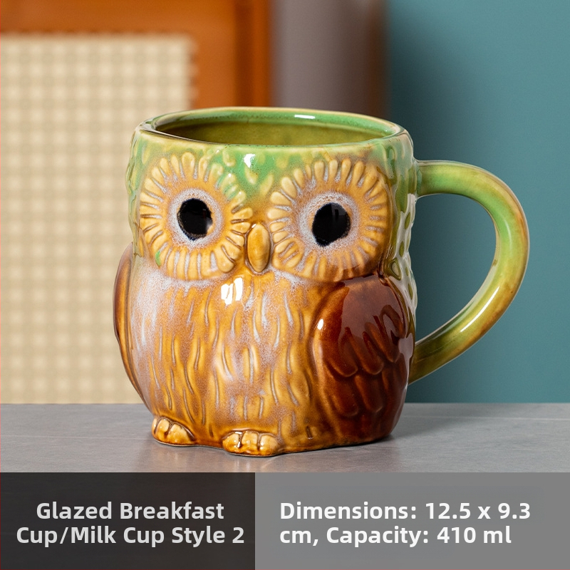 Външна търговия Трансгранични доставки Пещ за смяна Карикатура Сова Керамична чаша Чаша за кафе Домакинско мляко Чаша за закуска Чаша за вода