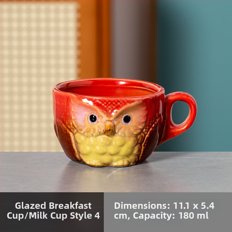 Външна търговия Трансгранични доставки Пещ за смяна Карикатура Сова Керамична чаша Чаша за кафе Домакинско мляко Чаша за закуска Чаша за вода
