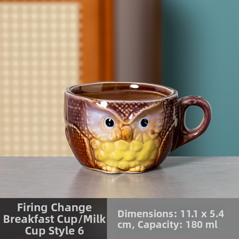 Външна търговия Трансгранични доставки Пещ за смяна Карикатура Сова Керамична чаша Чаша за кафе Домакинско мляко Чаша за закуска Чаша за вода