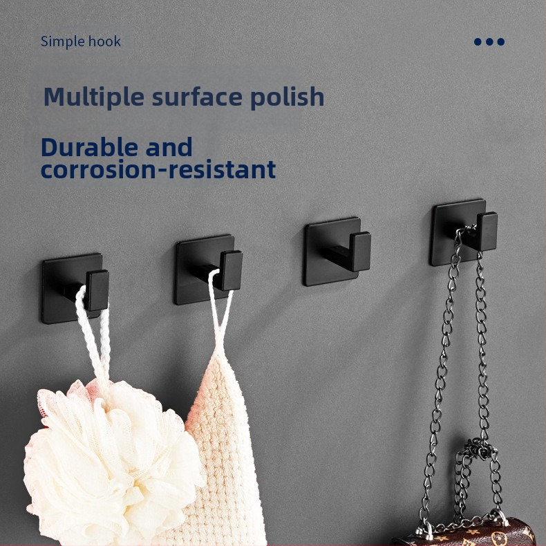 Черна кука за гардероб без перфоратор, комбинирана с единична кука, стенна закачалка за дрехи, кука за палта и кука за кърпи