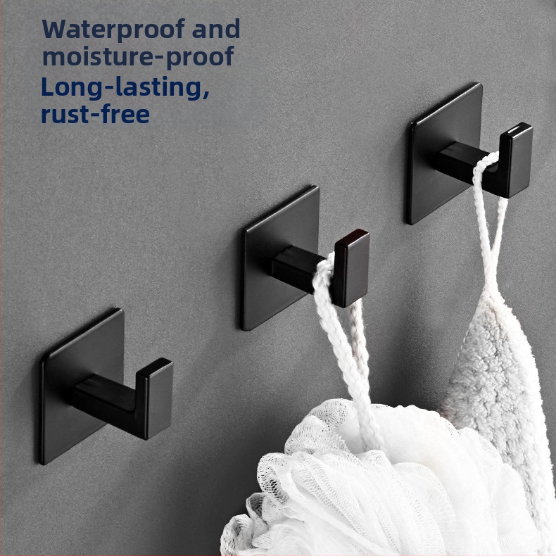 Черна кука за гардероб без перфоратор, комбинирана с единична кука, стенна закачалка за дрехи, кука за палта и кука за кърпи