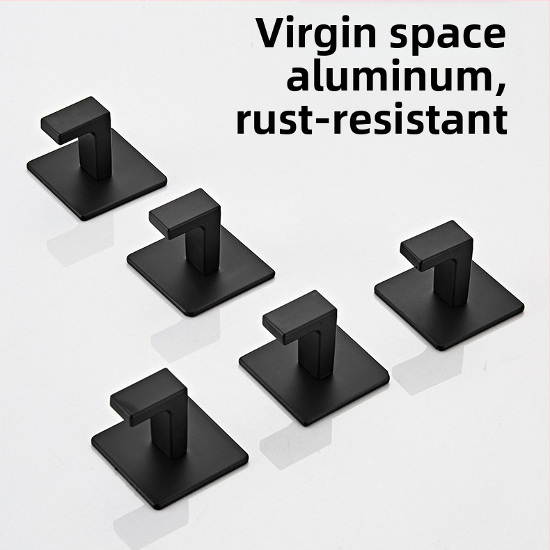 Черна кука за гардероб без перфоратор, комбинирана с единична кука, стенна закачалка за дрехи, кука за палта и кука за кърпи