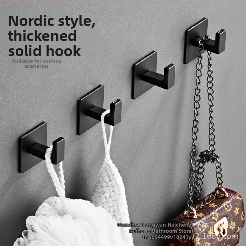 Must stantsivaba lihtne riidekapi konks, vannitoa kombinatsioon, ühe konksuga seinale kinnitatav riidepuu, mantlikonks, rätikukonks