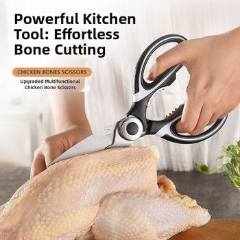 Storos virtuvės žirklės didmeninės prekybos stipriomis vištienos kaulų žirklėmis buitinėms nerūdijančio plieno pandos žirklėms didelėms žirklėms daugiafunkcinėms maisto žirklėms