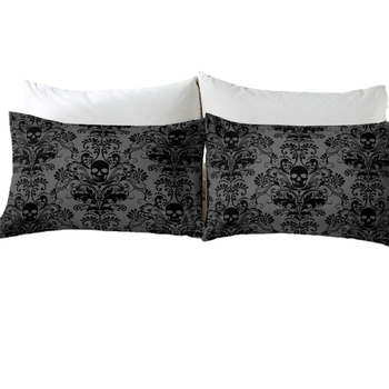 Juodas gėlės formos kaukolės antklodės užvalkalas, trijų dalių, aukštos raiškos skaitmeninio spausdinimo pūkinių antklodės užvalkalų komplektas, išskirtinis užsienio prekybai, tarpvalstybinė prekyba