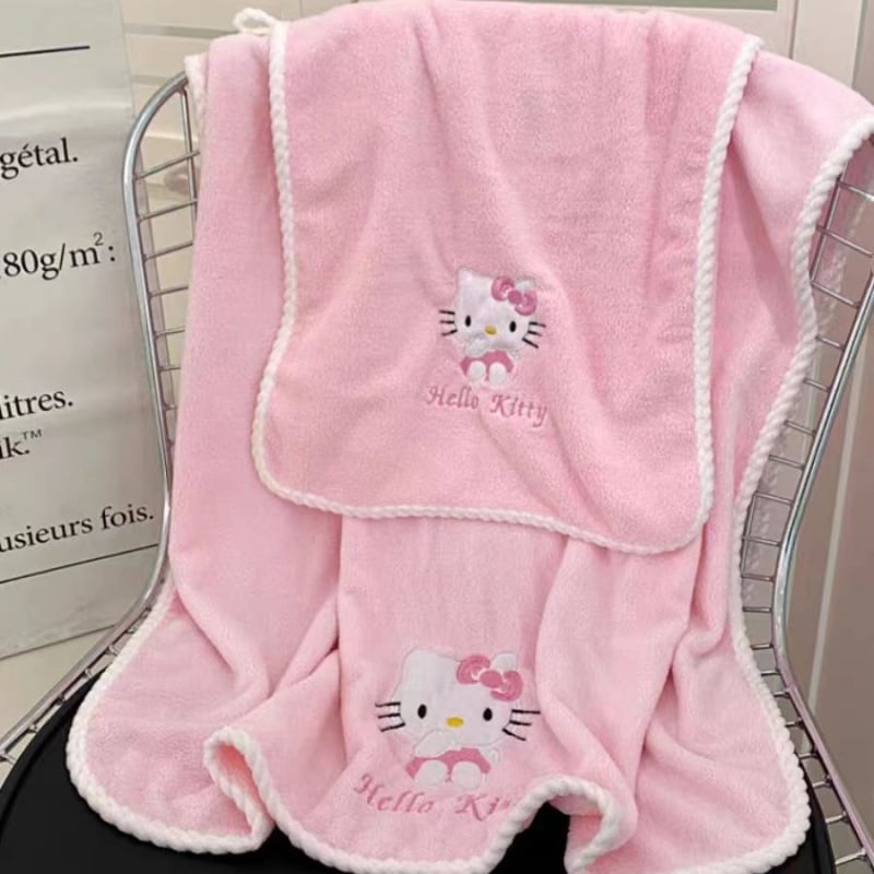 Hellokitty bērnu vannas dvielis, sieviešu dvielis, absorbējošs, ātri žūstošs, studentu kopmītņu sejas dvielis, koraļļu krāsas vilnas dvielis
