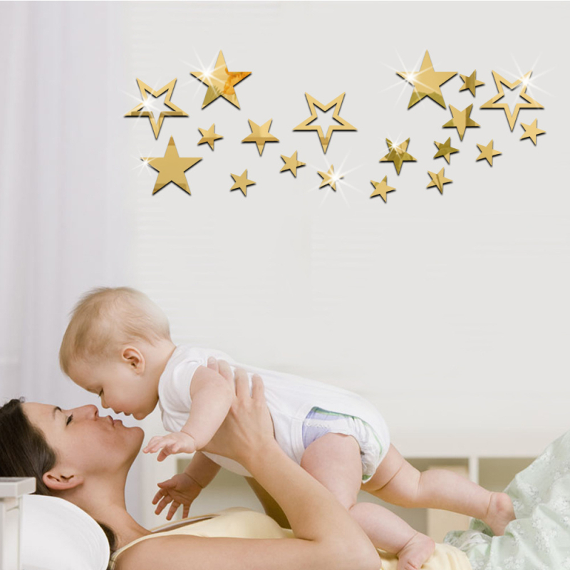 Užsienio prekyba, karšto pardavimo žvaigždės, akriliniai veidrodiniai sienų lipdukai, miegamojo, svetainės, lubų, namų dekoravimas, veidrodiniai sienų lipdukai 361048