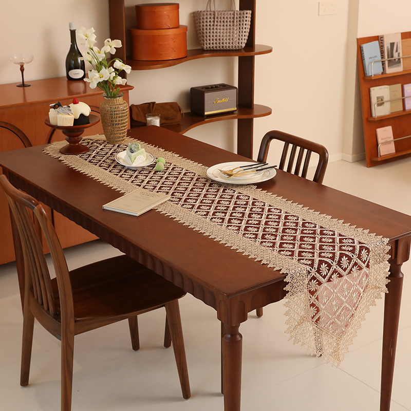 Amazon Nou Stil European Dantelă Traversă de Masă Brodată Transparentă Ascuțită Prosop de Masă Lateral Dulap Brodat Husă Prosop Pantofi Dulap Prosop Lung
