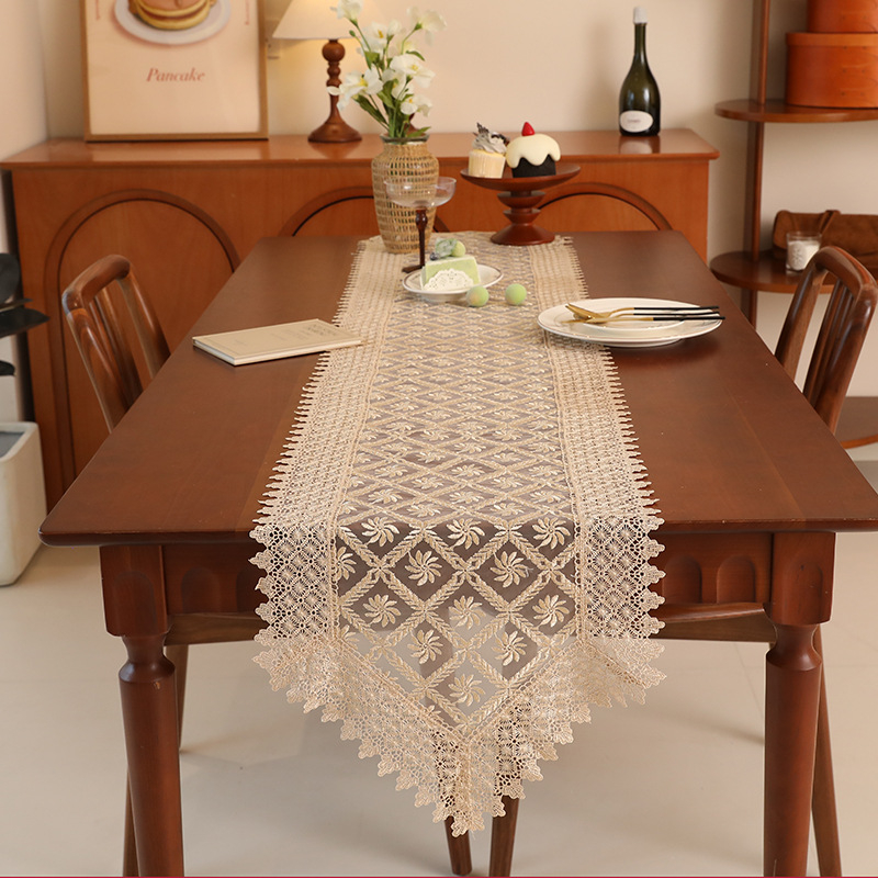 Amazon Nou Stil European Dantelă Traversă de Masă Brodată Transparentă Ascuțită Prosop de Masă Lateral Dulap Brodat Husă Prosop Pantofi Dulap Prosop Lung