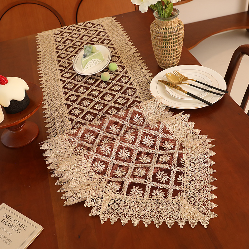 Amazon Nou Stil European Dantelă Traversă de Masă Brodată Transparentă Ascuțită Prosop de Masă Lateral Dulap Brodat Husă Prosop Pantofi Dulap Prosop Lung
