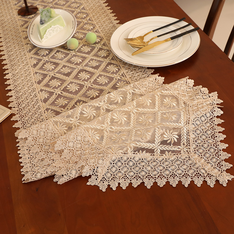 Amazon Nou Stil European Dantelă Traversă de Masă Brodată Transparentă Ascuțită Prosop de Masă Lateral Dulap Brodat Husă Prosop Pantofi Dulap Prosop Lung