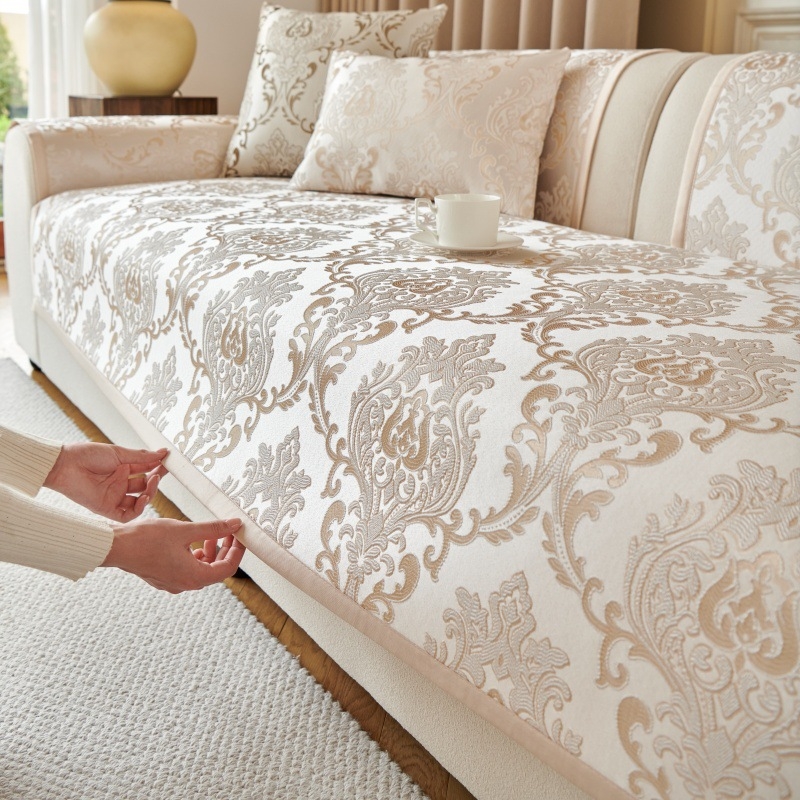 Високопрецизна възглавница за диван в европейски стил, универсална бродерия, калъф за подлакътник за диван, кърпа, модерна лека луксозна кърпа за диван