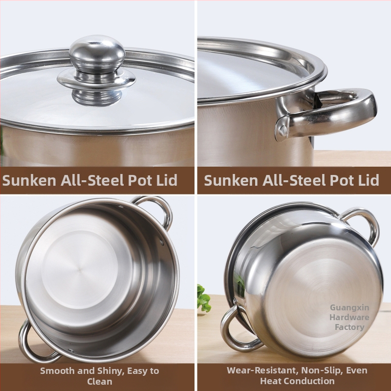 Директна доставка от фабриката през граница, удебелен комплект тенджери от неръждаема стомана 18-26 см, стоманен капак, Испания, Мексико