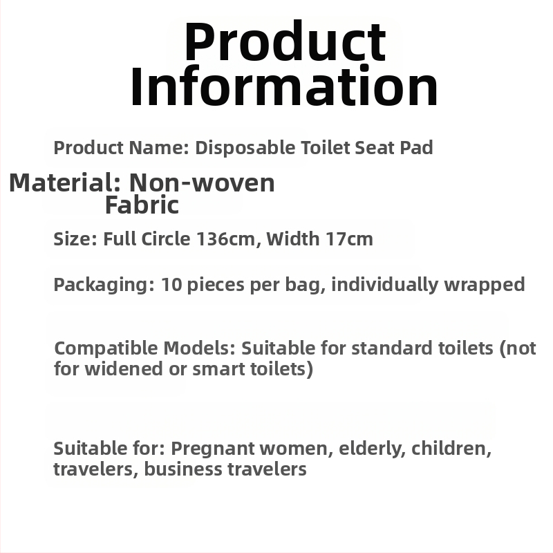 Pristatomos prekės Vienkartinė klozeto sėdynė Tualeto pagalvėlė Pristatoma gimdyvių hospitalizacija Priežiūra Švara Sveikata Kelionės