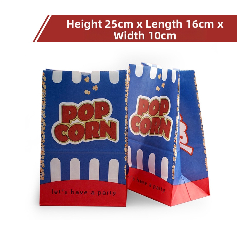 Filmi popkorni paberkott piknikupidu popkorni kott paksendatud õlikindla kattega kraftpaberist kott toidupakendikott