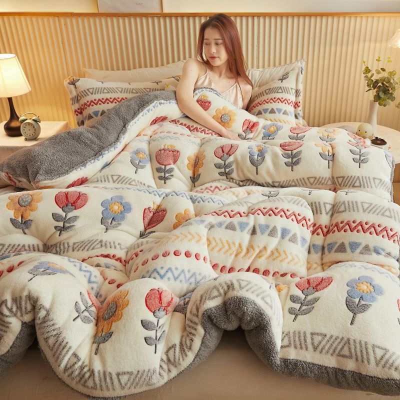 Dvipusė aksominė žieminė antklodė, eksportuojama per sieną, snaigės spalvos aksominė ir ėrienos aksominė antklodė su šerdimi, sustorinta ir šilta žiemą, 5 kg