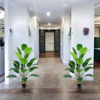 Mākslīgais tropu simulācijas augs ar lieliem banānu lapu dekoratīviem rotājumiem viesistabas biroja vietas dekorēšanai