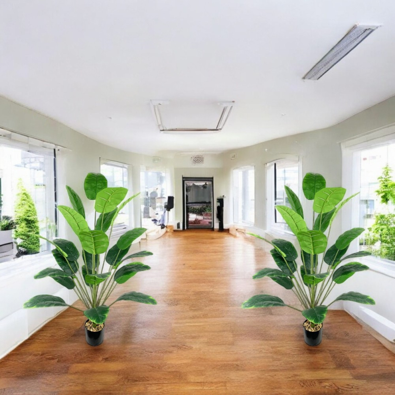 Mākslīgais tropu simulācijas augs ar lieliem banānu lapu dekoratīviem rotājumiem viesistabas biroja vietas dekorēšanai