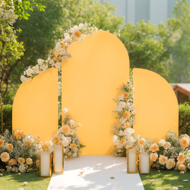 Сватбена арка Декорация Фото фон Плат Долен цип Трикомпонентен Комбиниран костюм Полукръгла рокля Плат