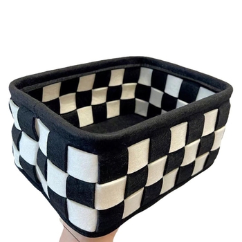 Καλάθι Αποθήκευσης από Τσόχα σε Vintage Απλό Κουτί Αποθήκευσης Σκακιέρας Καλάθι Αποθήκευσης Είδη Καλλυντικών Κουτί Αποθήκευσης Επιτραπέζιου Χώρου