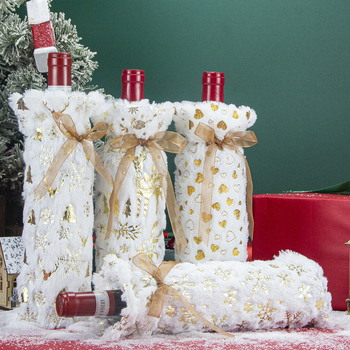 Kalėdinės dekoracijos Kalėdinis vyno butelių maišelis Pliušinis bronzantinis vyno butelių rinkinys Dovanų maišelis Kalėdinė dekoracija dovanų maišelis