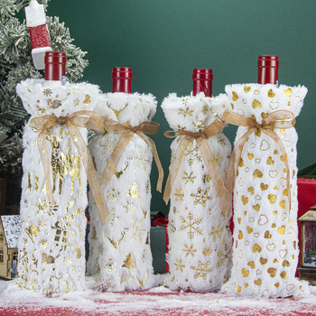 Kalėdinės dekoracijos Kalėdinis vyno butelių maišelis Pliušinis bronzantinis vyno butelių rinkinys Dovanų maišelis Kalėdinė dekoracija dovanų maišelis