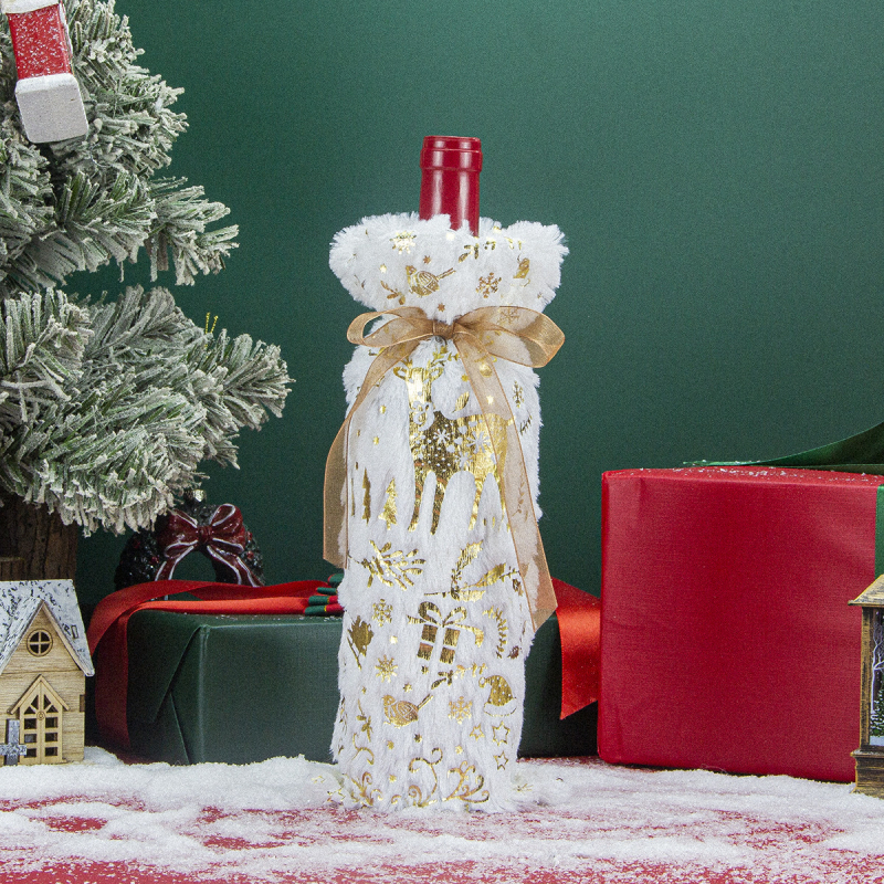 Kalėdinės dekoracijos Kalėdinis vyno butelių maišelis Pliušinis bronzantinis vyno butelių rinkinys Dovanų maišelis Kalėdinė dekoracija dovanų maišelis