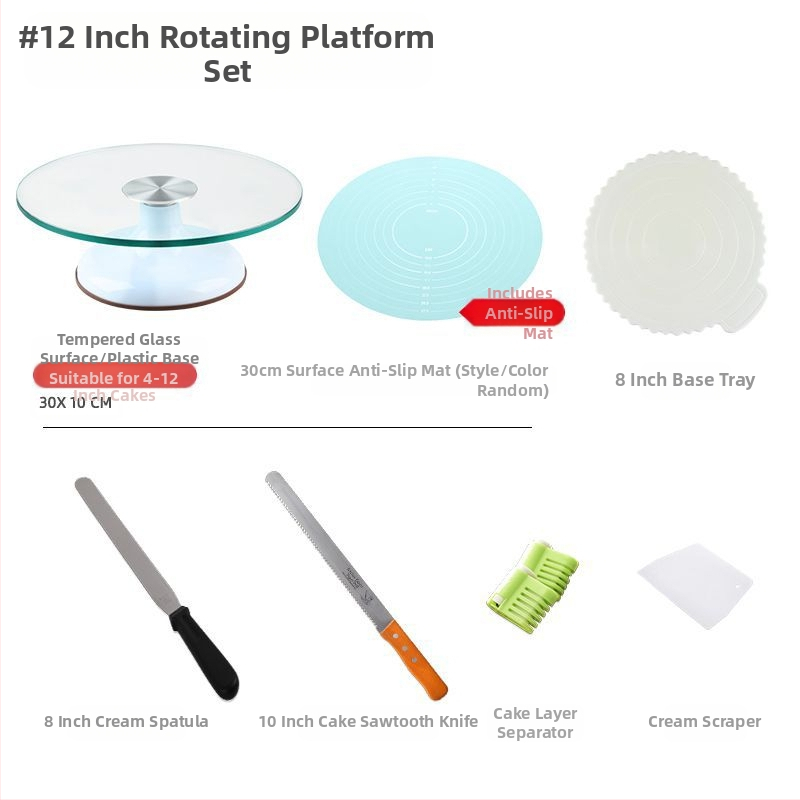 Torto kepimo stalo kepimo įrankių rinkinys, aliuminio lydinio padėklas, besisukantis tepinėlis, buitinis komercinis dekoravimo kepimo stalas