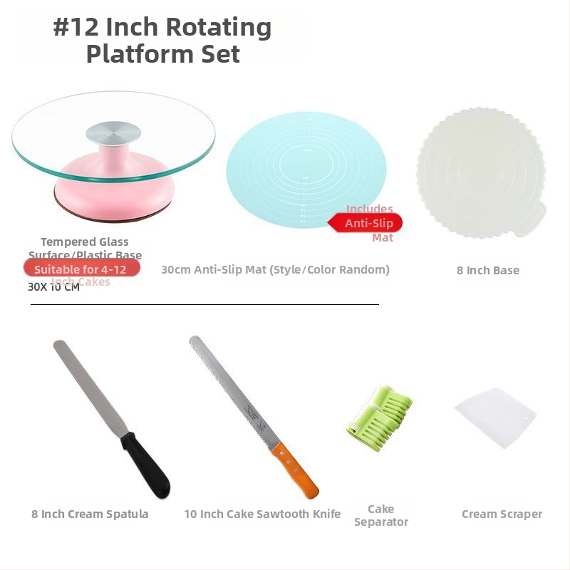 Torto kepimo stalo kepimo įrankių rinkinys, aliuminio lydinio padėklas, besisukantis tepinėlis, buitinis komercinis dekoravimo kepimo stalas