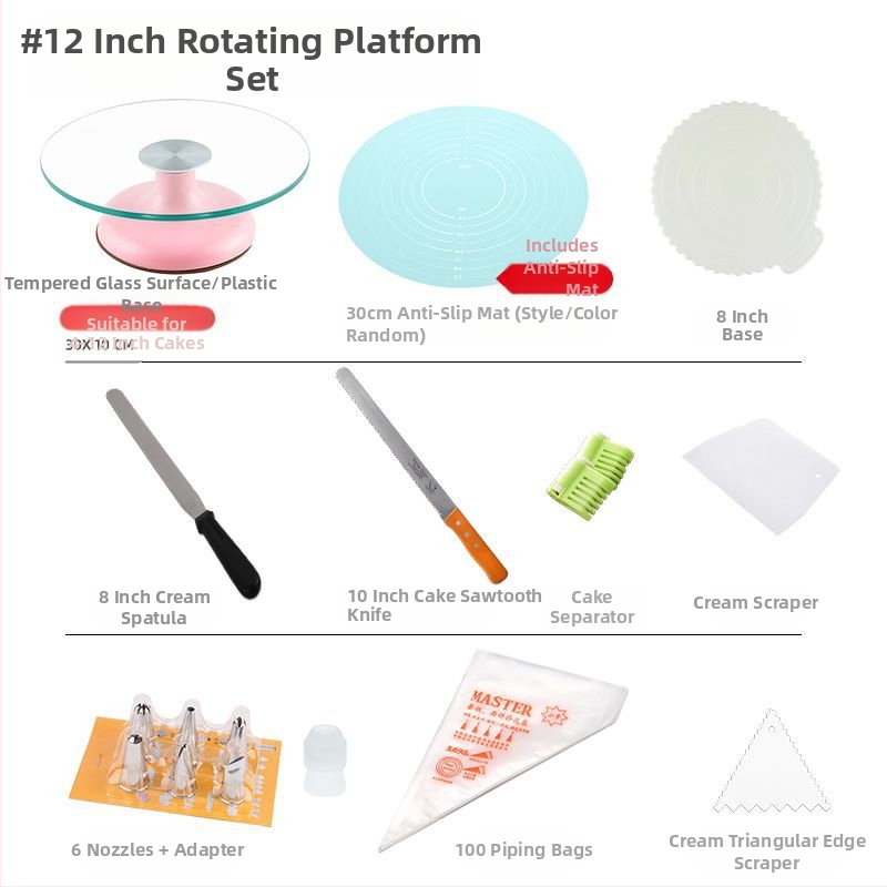 Torto kepimo stalo kepimo įrankių rinkinys, aliuminio lydinio padėklas, besisukantis tepinėlis, buitinis komercinis dekoravimo kepimo stalas