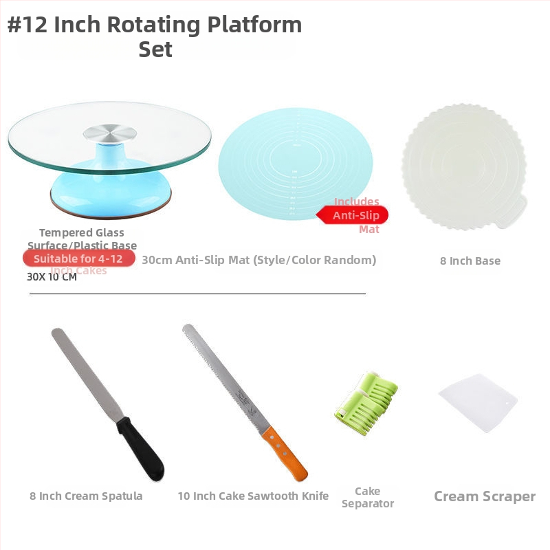 Torto kepimo stalo kepimo įrankių rinkinys, aliuminio lydinio padėklas, besisukantis tepinėlis, buitinis komercinis dekoravimo kepimo stalas