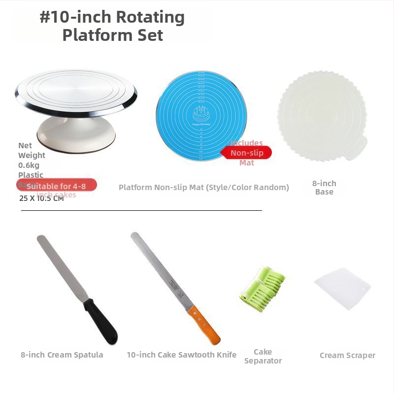 Torto kepimo stalo kepimo įrankių rinkinys, aliuminio lydinio padėklas, besisukantis tepinėlis, buitinis komercinis dekoravimo kepimo stalas