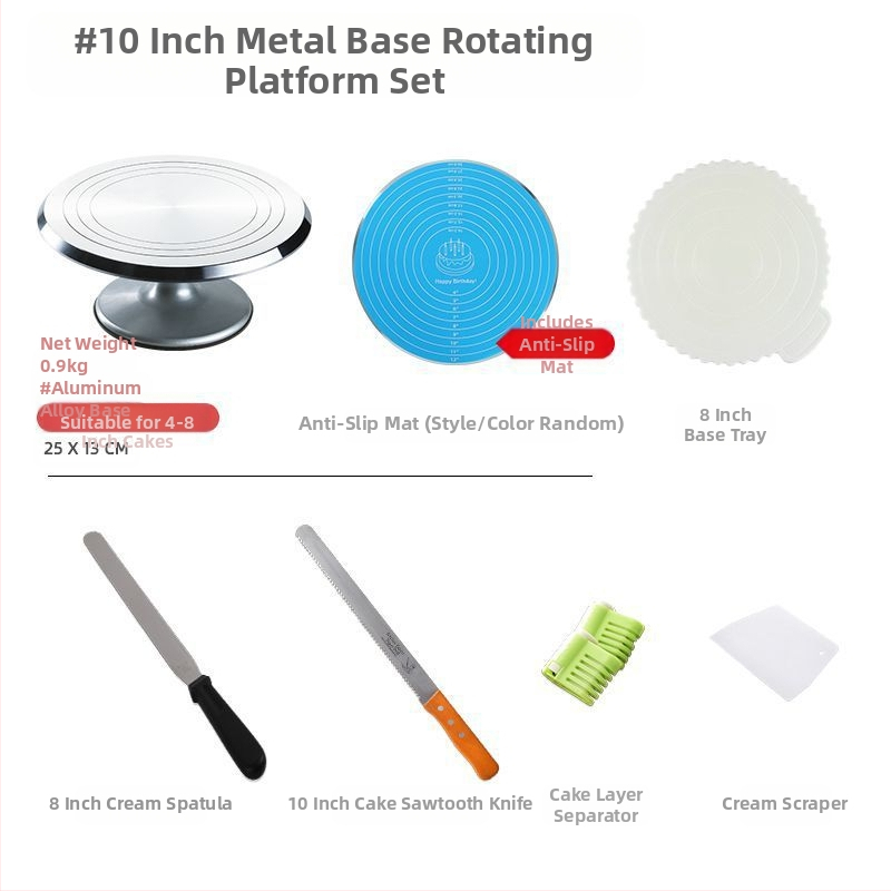 Torto kepimo stalo kepimo įrankių rinkinys, aliuminio lydinio padėklas, besisukantis tepinėlis, buitinis komercinis dekoravimo kepimo stalas