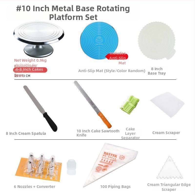 Torto kepimo stalo kepimo įrankių rinkinys, aliuminio lydinio padėklas, besisukantis tepinėlis, buitinis komercinis dekoravimo kepimo stalas