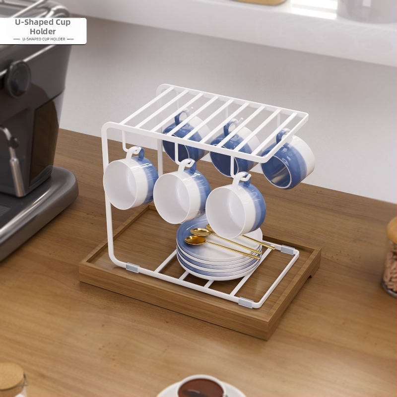 Двуслойна креативна стойка за оттичане на чаши, креативна закачалка за домакински чаши за кафе, стойка за съхранение на чаши за чаши