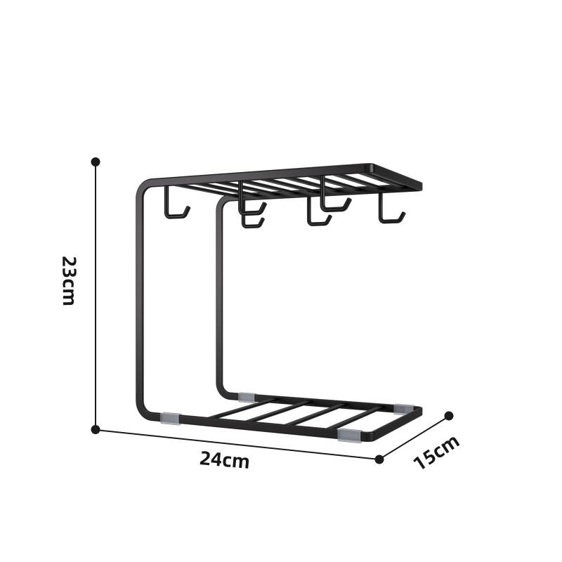 Διπλή στρώση δημιουργικής θήκης αποστράγγισης ποτηριών Δημιουργική κρεμάστρα για φλιτζάνια καφέ Οικιακής χρήσης Ράφι αποθήκευσης γυαλιού για κούπες Ράφι αποθήκευσης